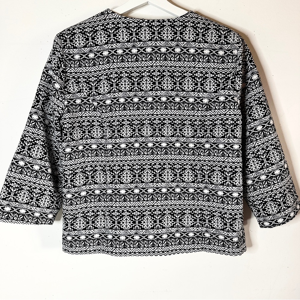 Christopher & Banks Tapestry Lined Open Jacket P/XL Black White - Picture 2 of 7